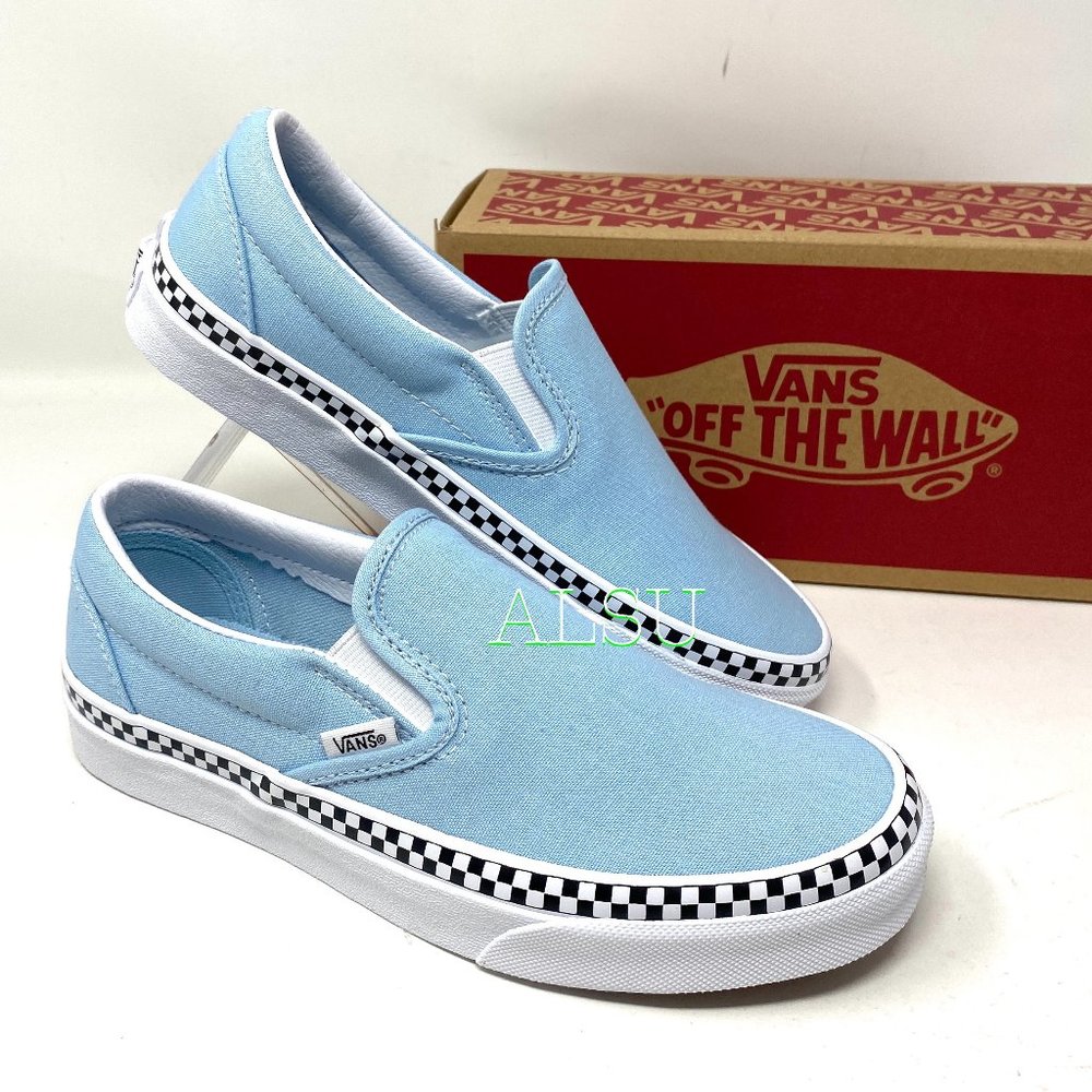VANS Classic Slip-On Check Foxing Blue Casual Sneakers Women’s Size VN0A38F7VLS
